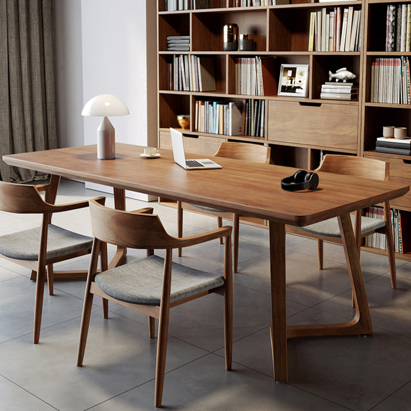 Contemporary Style Wood Office Desk Rectangular Task Desk with 2 Legs for Office 86.6"L x 35.4"W x 29.5"H Clearhalo 'furn' 'furn_office_desk' 'Furniture' 'Office Desks' 'Office Furniture' 'office_desk' 7429205