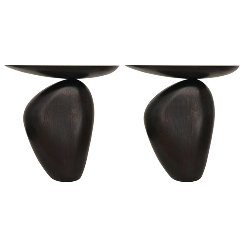 Contemporary Side End Table Oval Pedestal Living Room Solid Wood Corner Table 2 Clearhalo 'Coffee & Accent Tables' 'End & Side Tables' 'end_side_tables' 'furn' 'furn_end_side_tables' 'Furniture' 'Living Room Furniture' 7433683