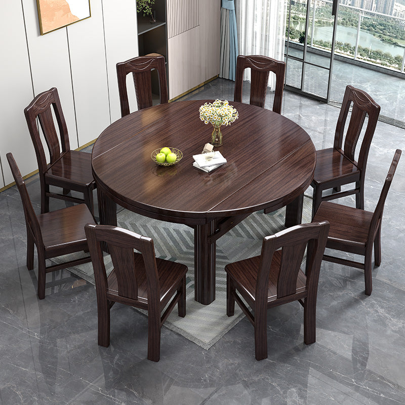 Extendable DiningTable Set 5/7/9 Pieces with Wood Base Kitchen Furniture Set Table & Chair(s) 9 Piece Set Clearhalo 'Dining Room Sets' 'Dining Tables & Seating' 'dining_room_set' 'furn' 'furn_dining_room_set' 'Furniture' 'Kitchen & Dining Furniture' 7436483