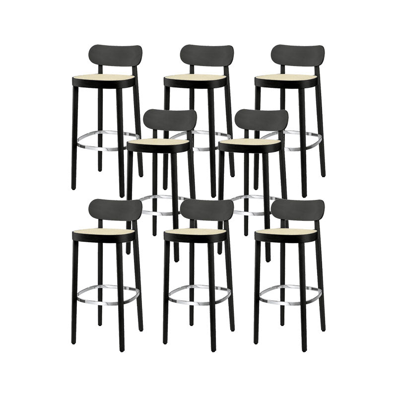 Contemporary Style Wood Counter Chair Footrest Counter Stool for Restaurant Black 8 Piece Set Clearhalo 'Bar Furniture' 'Bar Stools' 'bar_stools' 'furn' 'furn_bar_stools' 'Furniture' 'Kitchen & Dining Furniture' 7436581