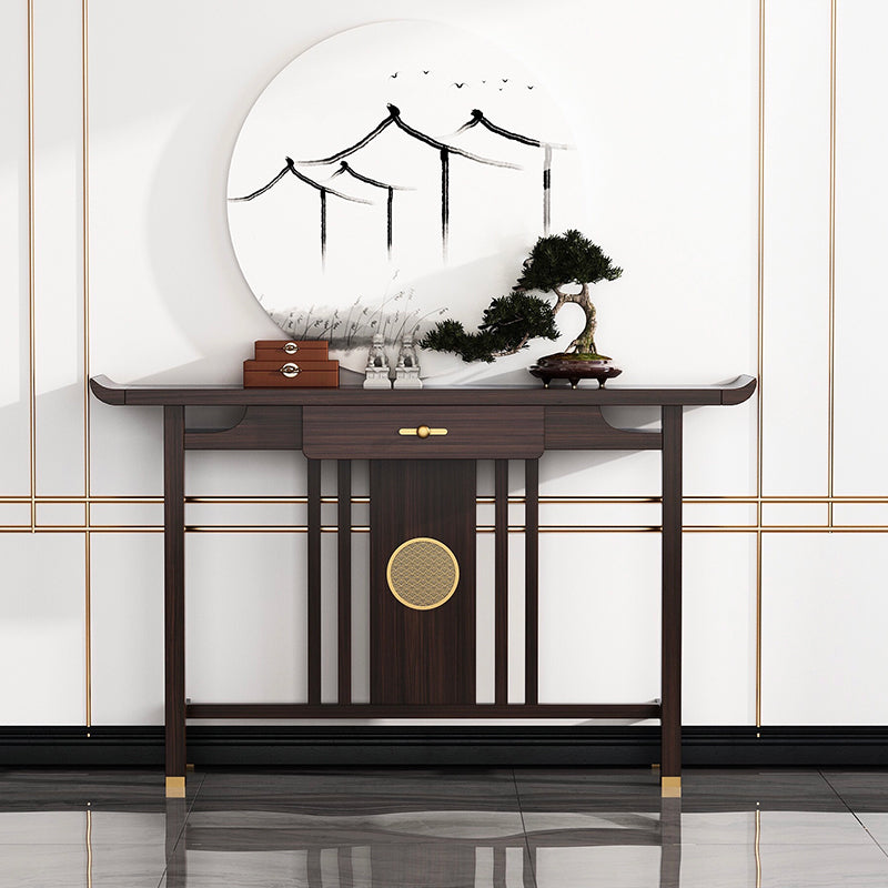 Rectangle Shape Contemporary Console Table Wooden Console Sofa Table 59"L x 15"W x 33"H Brown Clearhalo 'Console Tables' 'console_tables' 'Entry & Mudroom Furniture' 'furn' 'furn_console_tables' 'Furniture' 7436899