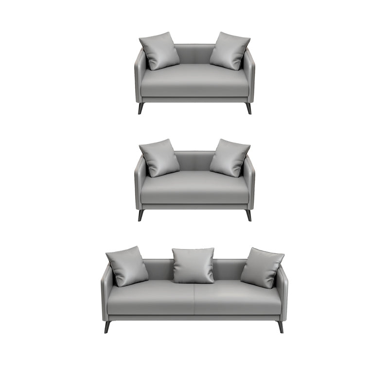 24.8" High Sofa Faux Leather/Genuine Leather Tuxedo Arm Sofa with Pillows 2-Seater Sofa & 2-Seater Sofa & 3-Seater Sofa Sponge Clearhalo 'furn' 'furn_sofas' 'Furniture' 'Living Room Furniture' 'Sofa' 'sofas' 7438907