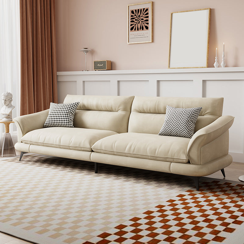 31.49 "Sofá de cuero sintético escandinavo de cuero/lino con brazo acampanado