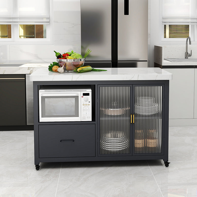 Tavolo di preparazione in marmo con tavolo dell'isola rettangolo di stoccaggio per camera da cucina