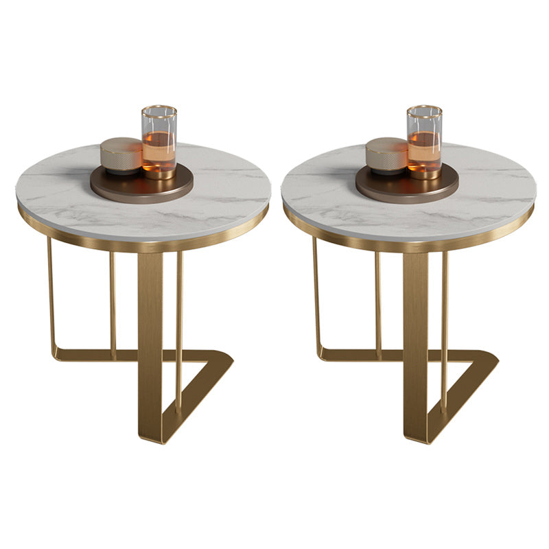 Glam Metal C-shape Side Table Round Stone Top Sofa Side End Table Gold 2 Clearhalo 'Coffee & Accent Tables' 'End & Side Tables' 'end_side_tables' 'furn' 'furn_end_side_tables' 'Furniture' 'Living Room Furniture' 7442614