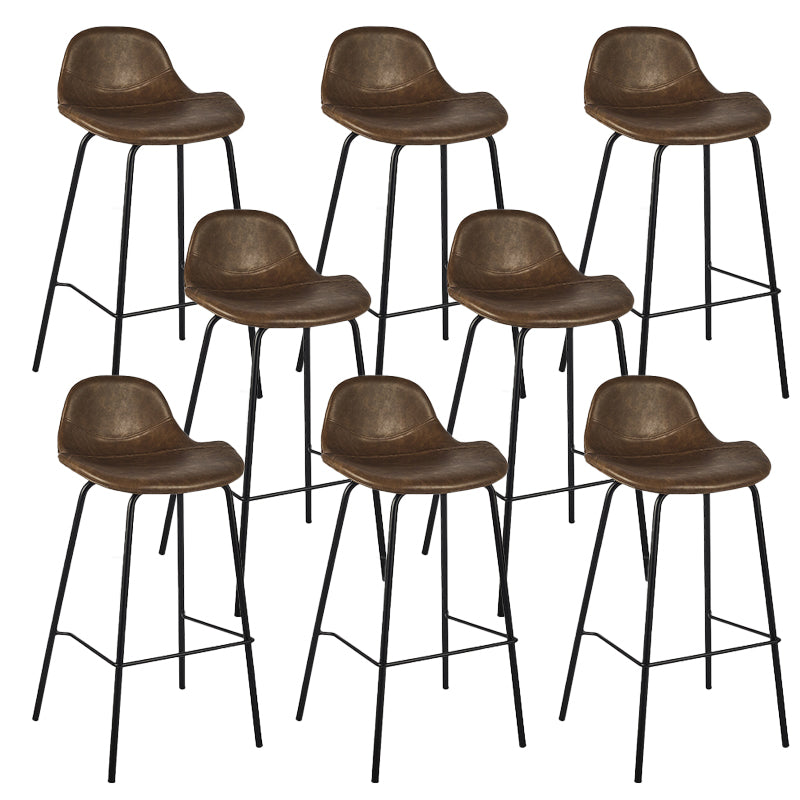 Modern Faux Leather Counter Stool Low Back Barstool with Metal Legs