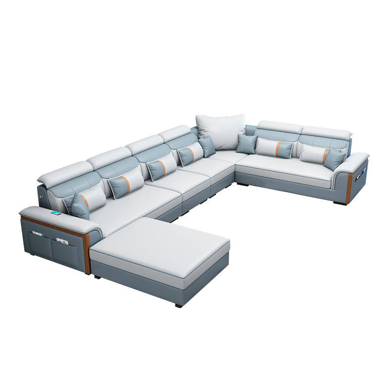 Moderno braccio top a cuscino contemporaneo sezionale, divano sezionale in pelle finta