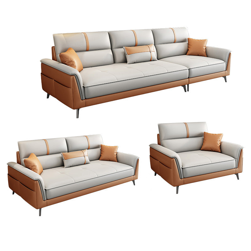 Pillow Top Arm Sofa 35.43" High Faux Leather Sofa for Living Room 1-Seater Sofa & 2-Seater Sofa & 3-Seater Sofa Faux Leather Clearhalo 'furn' 'furn_sofas' 'Furniture' 'Living Room Furniture' 'Sofa' 'sofas' 7445302