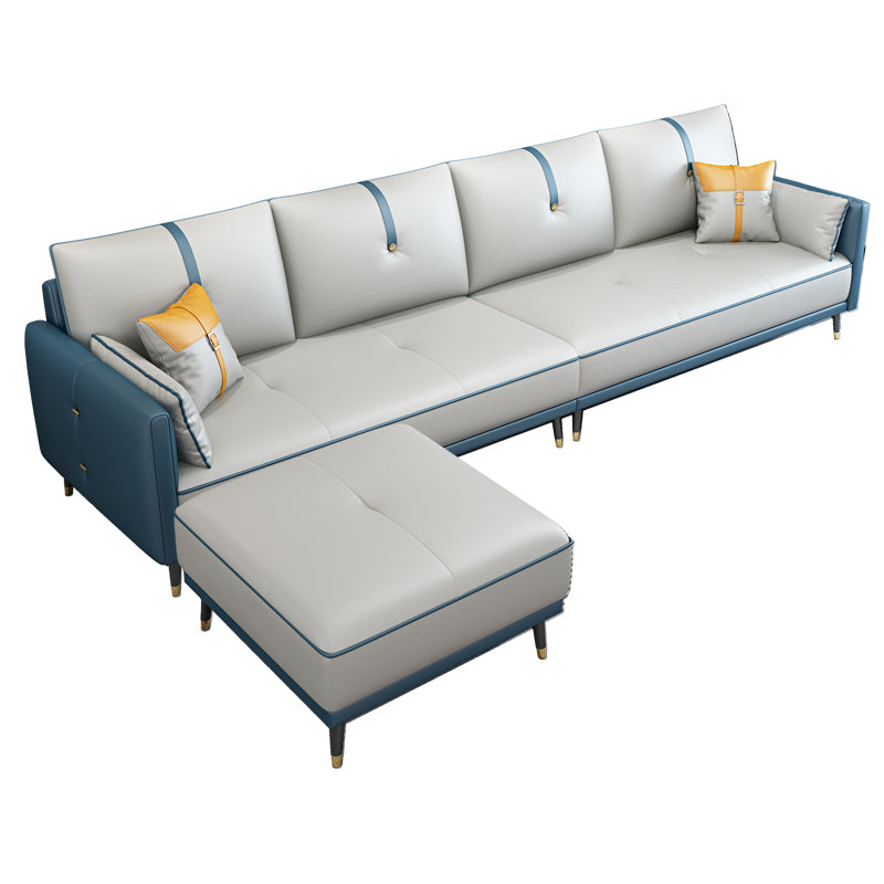 Canapé en cuir fausse 35,43 "High Modern Square ARM SOFA avec 4 oreillers