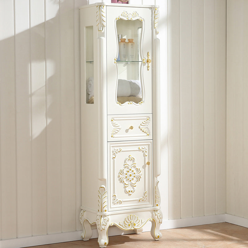 Modern Standard Accent Cabinet White Solid Wood Cabinet with Doors 20"L x 14"W x 59"H Clearhalo 'Cabinets & Chests' 'cabinets_chests' 'furn' 'furn_cabinets_chests' 'Furniture' 'Living Room Furniture' 7445765