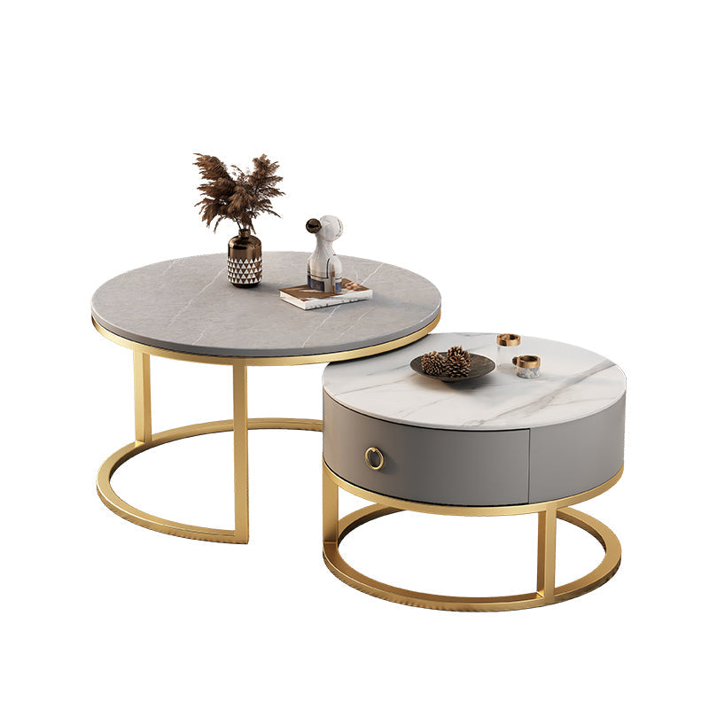 Slate Top Coffee Cocktail Table Frame Coffee or End Table with Drawe Gray & White Clearhalo 'Coffee & Accent Tables' 'Coffee Tables' 'coffee_tables' 'furn' 'furn_coffee_tables' 'Furniture' 'Living Room Furniture' 7445863