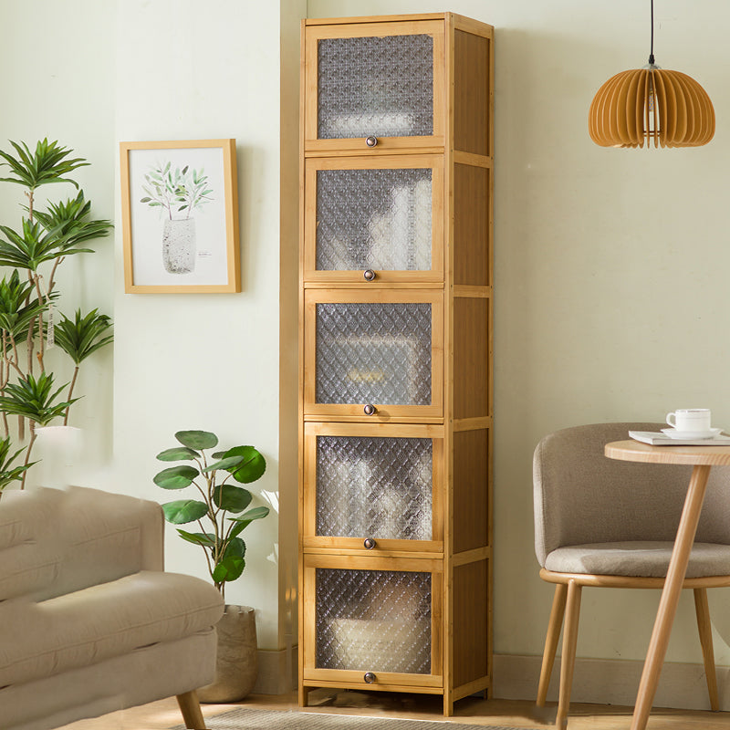 Glass Door Cabinet Scratch Resistant Accent Cabinet with Doors 16"L x 12"W x 67"H Natural Clearhalo 'Cabinets & Chests' 'cabinets_chests' 'furn' 'furn_cabinets_chests' 'Furniture' 'Living Room Furniture' 7445942