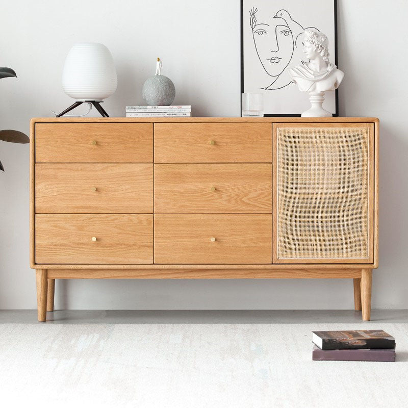 Contemporary Paned Cabinet Brown Pine and Cherry Accent Cabinet with Doors Right Clearhalo 'Cabinets & Chests' 'cabinets_chests' 'furn' 'furn_cabinets_chests' 'Furniture' 'Living Room Furniture' 7446498