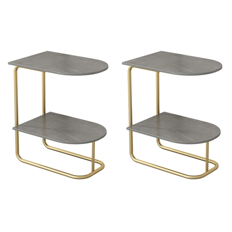 Classic Glam Night Table Open Storage Bedside Cabinet for Bedroom Grey-Gold 2 Piece Set Clearhalo 'Bedroom Furniture' 'furn' 'furn_night_stand' 'Furniture' 'night_stand' 'Nightstands' 7449560