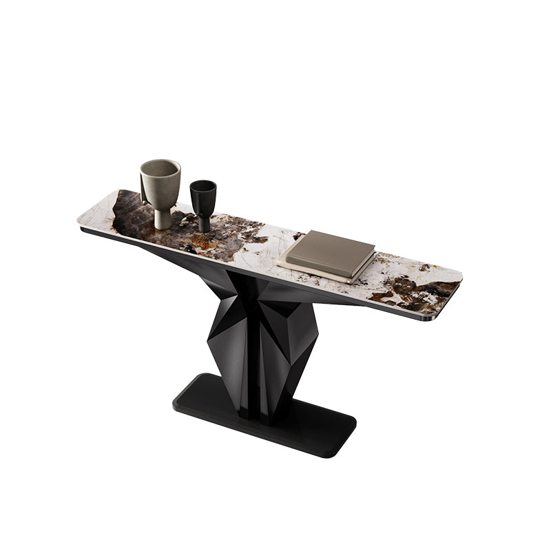 Rectangle Shape Contemporary Console Table Gold/Black Stone Sofa Table for Hall