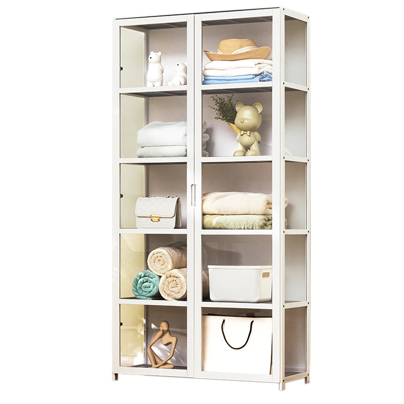Modern Wood Accent Cabinet, Rectangle Lacquered Storage Cabinet, White 32"L x 13"W x 63"H Clearhalo 'Cabinets & Chests' 'cabinets_chests' 'furn' 'furn_cabinets_chests' 'Furniture' 'Living Room Furniture' 7453670