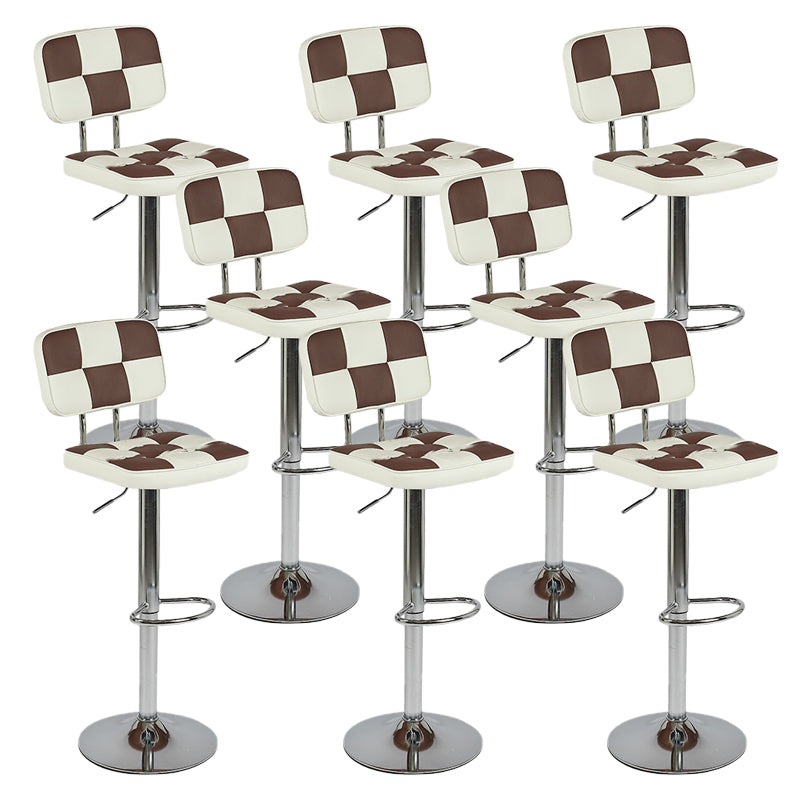 Modern Style Counter Stool Pu Leather Adjustable Height Bar Stool Brown 8 Piece Set Clearhalo 'Bar Furniture' 'Bar Stools' 'bar_stools' 'furn' 'furn_bar_stools' 'Furniture' 'Kitchen & Dining Furniture' 7454112