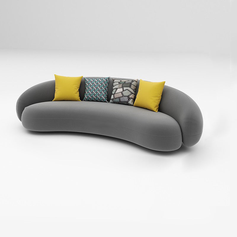 Scandinavian 24.8" H Solid Color Velvet Slope Arm Sofa For Living Room 94"L x 35"W x 25"H Dark Gray Clearhalo 'furn' 'furn_sofas' 'Furniture' 'Living Room Furniture' 'Sofa' 'sofas' 7454497