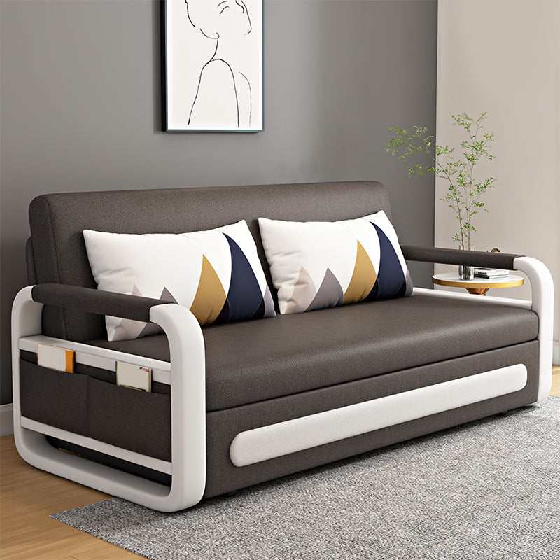 Square Arms Convertible Sofas Folding Faux Leather Sleeper Sofa 75"L x 31.5"W x 33.5"H Clearhalo 'furn' 'furn_futons' 'Furniture' 'Futons & Daybeds' 'Futons' 'Living Room Furniture' 7454563