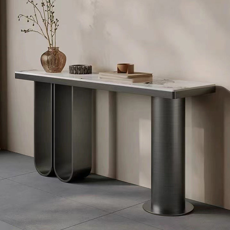 Tavolo da console a forma rettangolare tavolo di divano in pietra contemporanea in nero