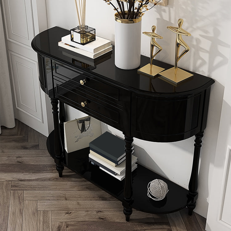 Mid Century Modern Wood Console Table Half Moon End Table for Hall 47"L x 14"W x 37"H Black Clearhalo 'Console Tables' 'console_tables' 'Entry & Mudroom Furniture' 'furn' 'furn_console_tables' 'Furniture' 7455998