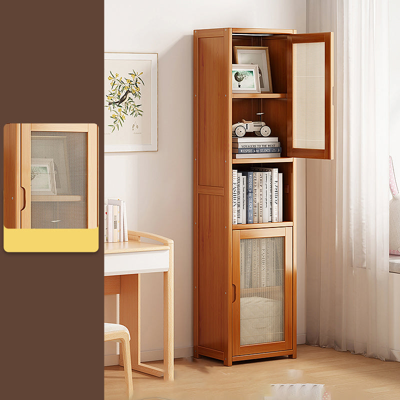 Contemporary Closed Back Bookcase Bamboo Vertical Bookshelf with Doors