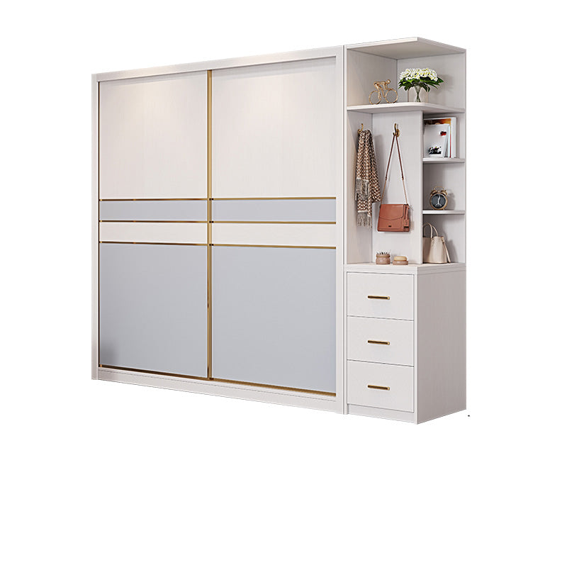 Bedroom Storage Cabinet Coastal Wooden Rectangle Wardrobe Armoire 63"L x 24"W x 83"H Armoires & Sideboard Clearhalo 'Armoires & Wardrobes' 'armoires_wardrobes' 'Bedroom Furniture' 'furn' 'furn_armoires_wardrobes' 'Furniture' 7456957