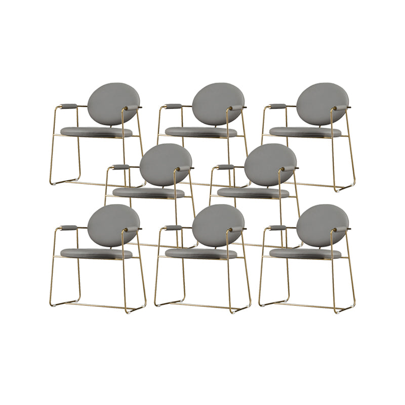 Silla de comedor tapizada de cuero PU silla trasera abierta con marco de acero inoxidable