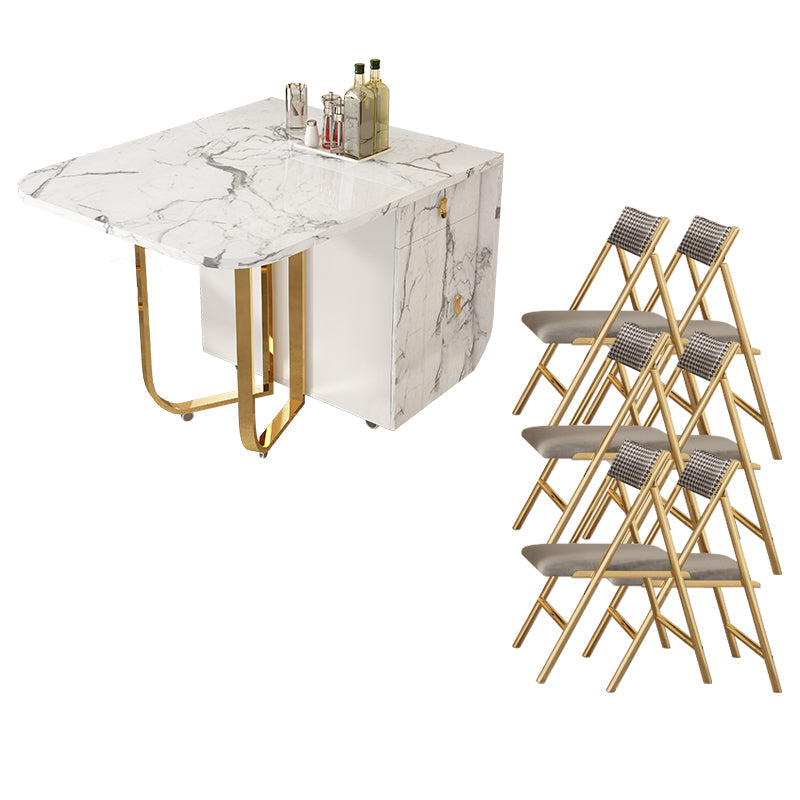 Extendable Dining Table Set 3/7 Pieces Dining Set for Kitchen