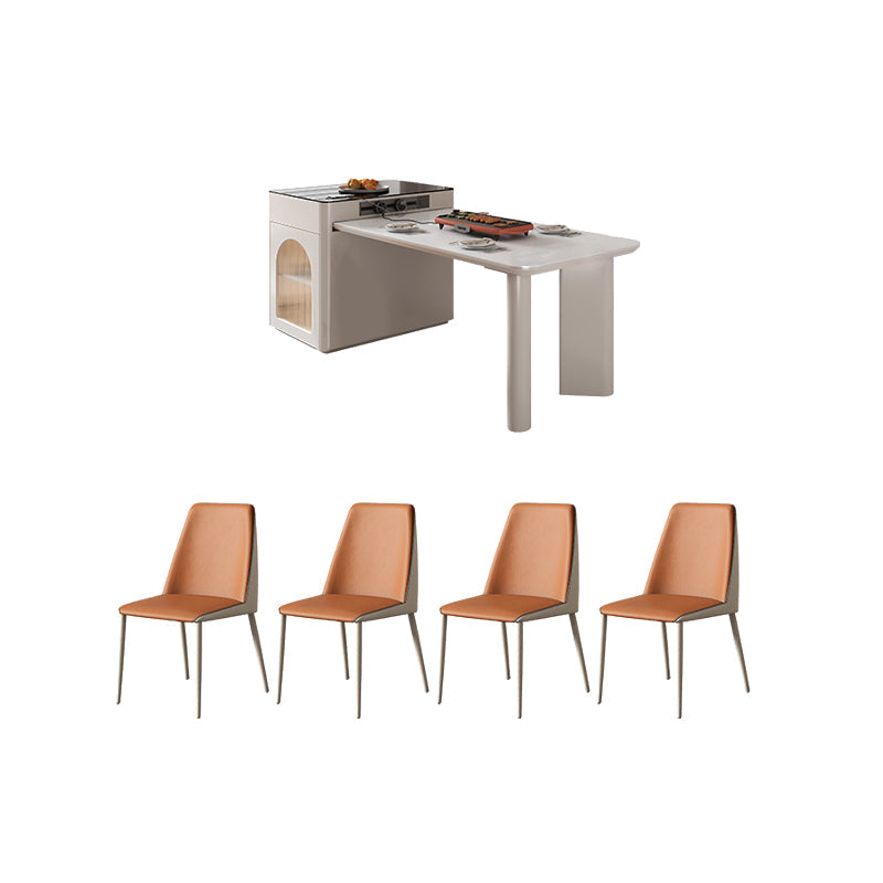 Mesa de comedor de piedra sinterizada Conjunto de 5 piezas de comedor para cocina