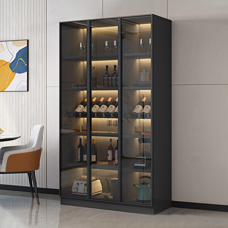 Black Floor Wine Rack Wooden Wine Bottle Rack for Living Room, without Lights