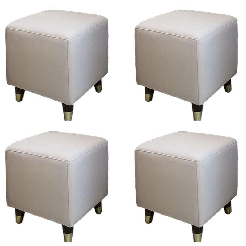 Contemporary Square Ottoman Leather Foot Stool with Legs for Home White 4 Piece Set Clearhalo 'furn' 'furn_ottomans_poufs' 'Furniture' 'Living Room Furniture' 'Ottomans & Poufs' 'ottomans_poufs' 7468632