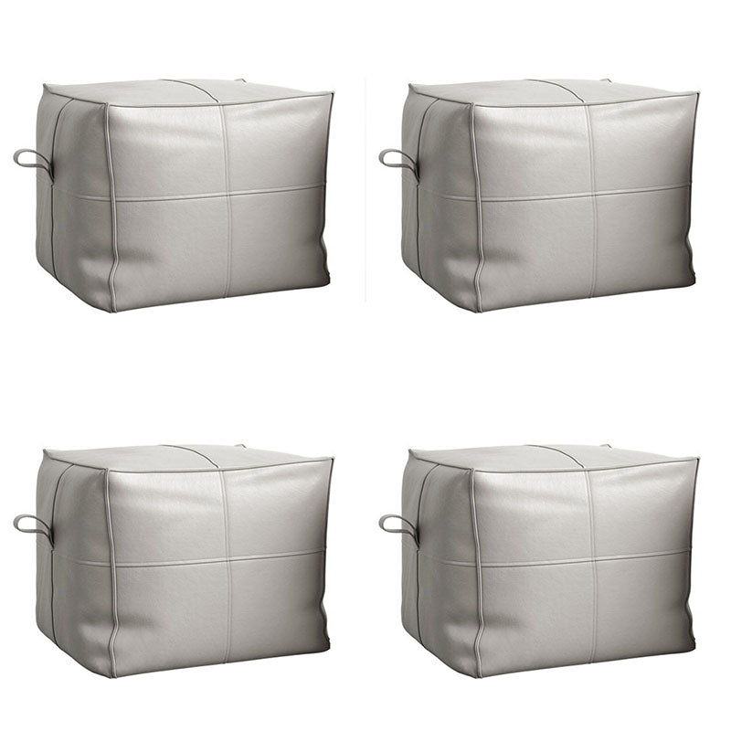 Contemporary Home Square Ottoman Leather Foot Stool without Legs Beige 4 Piece Set Clearhalo 'furn' 'furn_ottomans_poufs' 'Furniture' 'Living Room Furniture' 'Ottomans & Poufs' 'ottomans_poufs' 7468717