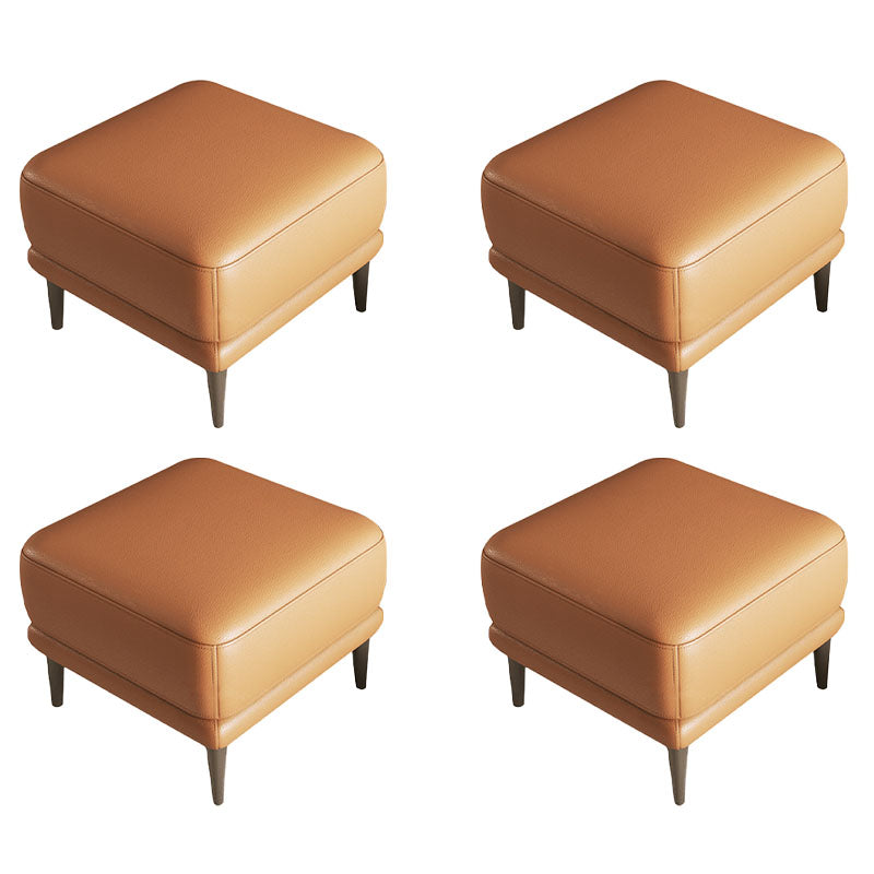 Square Footstools Genuine Leather Foot Stool , 15.6 Inch Width Orange 4 Piece Set Clearhalo 'furn' 'furn_ottomans_poufs' 'Furniture' 'Living Room Furniture' 'Ottomans & Poufs' 'ottomans_poufs' 7468751