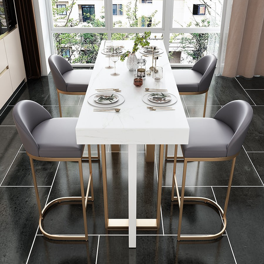 Modern Style Bar Table Set 1/2/5 Pcs Faux Marble Rectangular Bar Set for Indoor Table & Chair(s) 47.2"L x 17.7"W x 39.4"H 5 Piece Set Clearhalo 'Bar Furniture' 'furn' 'furn_home_bar_bar_sets' 'Furniture' 'Home Bars & Bar Sets' 'home_bar_bar_sets' 'Kitchen & Dining Furniture' 7469916