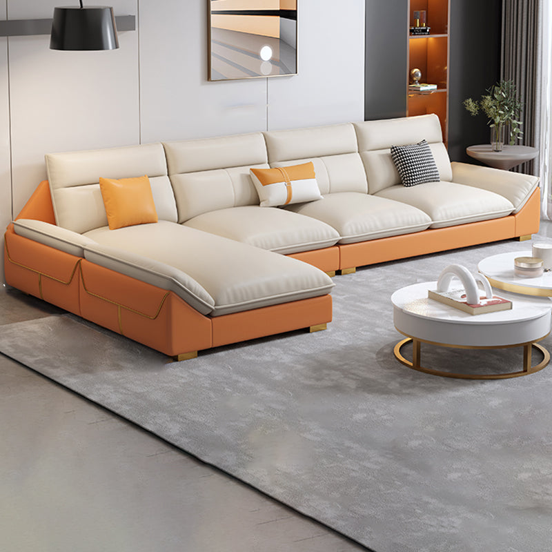 Sofa en coupe orange 35.43 "Sofa modulaire en faux cuir de haut avec coussins amovibles