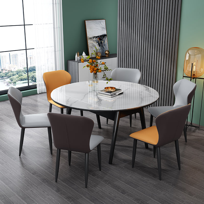 Modern Stone Scalable Dining Table Rubber Leg for Dining Room White 51.2"L x 51.2"W x 29.5"H Without Chairs Clearhalo 'Dining Tables & Seating' 'Dining Tables' 'dining_table' 'furn' 'furn_dining_table' 'Furniture' 'Kitchen & Dining Furniture' 7470348