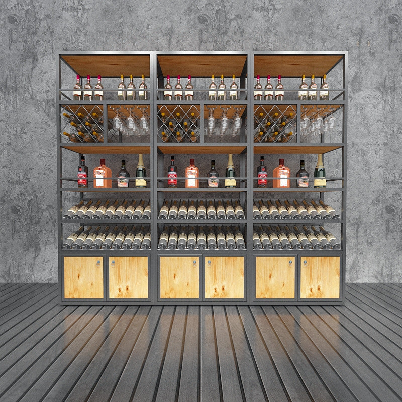 Modern Wine Bottle & Glass Rack Metal Floor Wine Rack Kitchen - Clearhalo