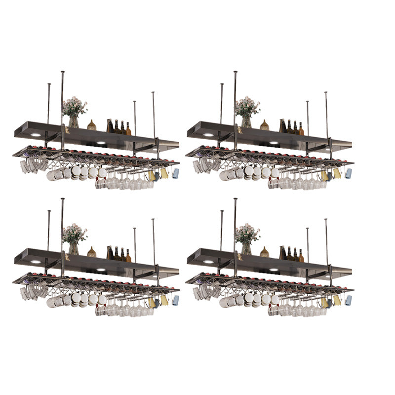 Modern Hanging Wine Rack Bottle Metal Kitchen Wine Bottle Holder Black 4 Piece Set Clearhalo 'furn' 'furn_wine_racks' 'Furniture' 'Kitchen & Dining Furniture' 'Wine Racks' 'wine_racks' 7471544