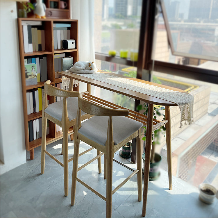 Conjunto de pub de altura de contador natural 1/2/3 PCS Mesa de barra de madera maciza y taburetes tapizados