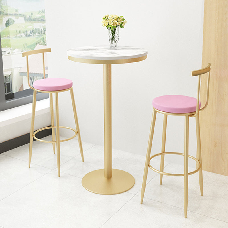 White Pub Table Set with Metal Chairs 1/2/3 Pcs Modern Round Bar Set