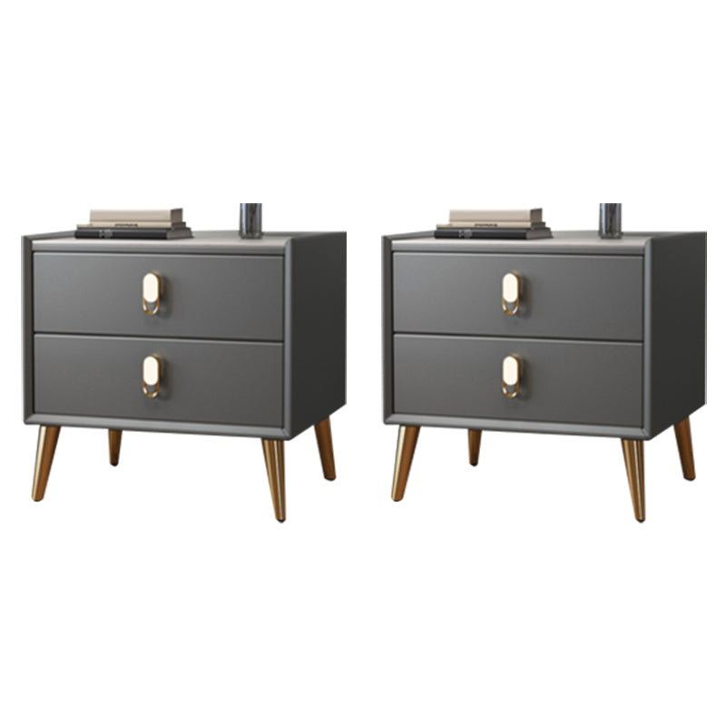 Glam Accent Table Nightstand Stone Bedside Cabinet with Drawers Light Gray 2 Piece Set Clearhalo 'Bedroom Furniture' 'furn' 'furn_night_stand' 'Furniture' 'night_stand' 'Nightstands' 7472754
