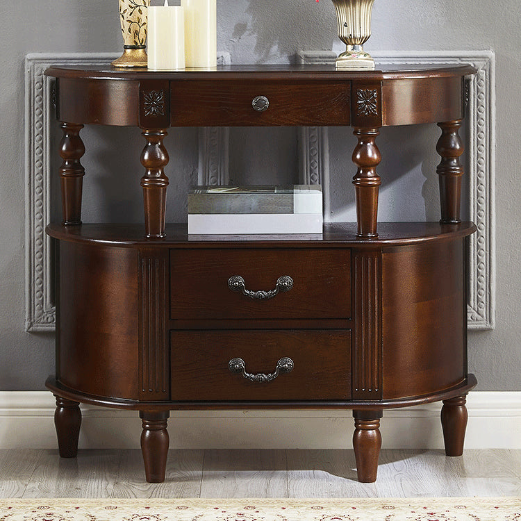 Mid Century Modern Wood Console Table Half Moon Console Accent Table for Hall