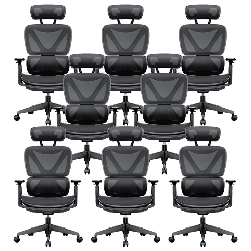 Modern Removable Arms Office Chair Adjustable Seat Height Slide Chair Black-Black 8 Piece Set With Footrest Clearhalo 'furn' 'furn_office_chair' 'Furniture' 'Office Chairs' 'Office Furniture' 'office_chair' 7473640