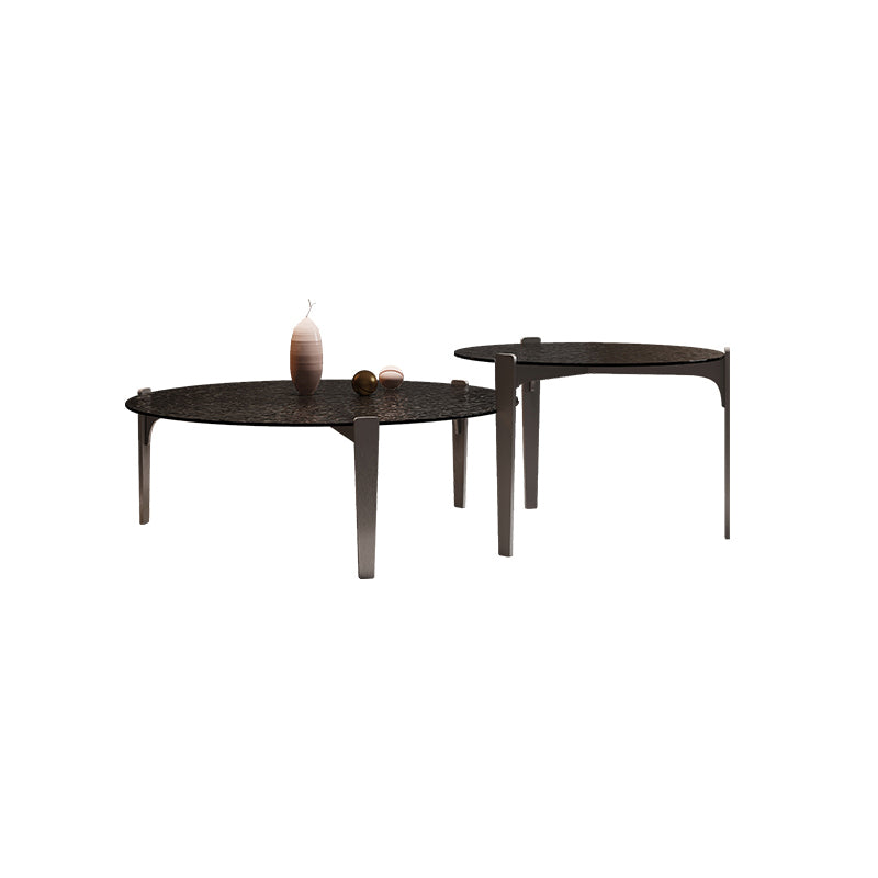 Contemporary Cocktail Table 3 Legs Glass Coffee Cocktail Table 35"L x 35"W x 12"H+24"L x 24"W x 17"H Clearhalo 'Coffee & Accent Tables' 'Coffee Tables' 'coffee_tables' 'furn' 'furn_coffee_tables' 'Furniture' 'Living Room Furniture' 7475629