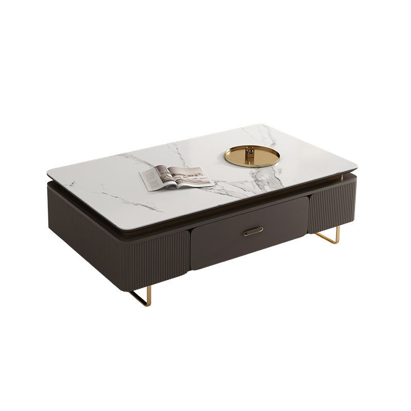 27" Wide Glam Cocktail Table Rectangle Stone Coffee Table with Drawer White Clearhalo 'Coffee & Accent Tables' 'Coffee Tables' 'coffee_tables' 'furn' 'furn_coffee_tables' 'Furniture' 'Living Room Furniture' 7475680