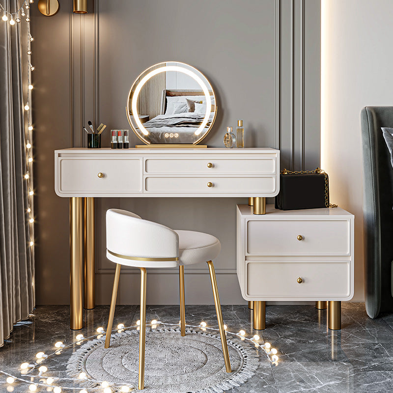 Glam Wood ijdelheid Dremmers Tafel Witte make -up ijdelheid bureau met lade