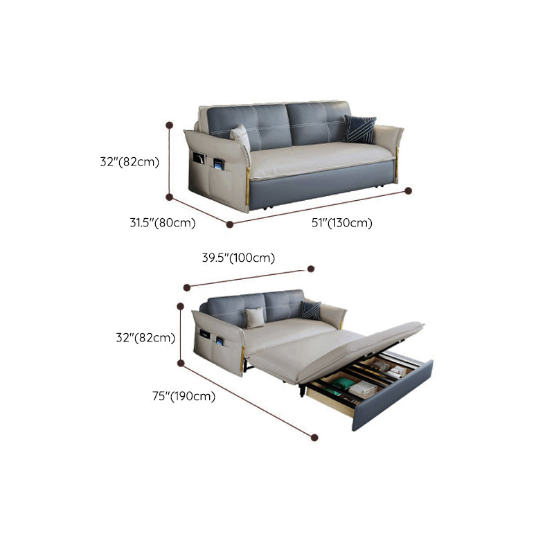 Pillow Back Glam Sleeper Sofa Water Resistant Foldable Faux Leather Sofa Bed Clearhalo 'furn' 'furn_futons' 'Furniture' 'Futons & Daybeds' 'Futons' 'Living Room Furniture' 7476074