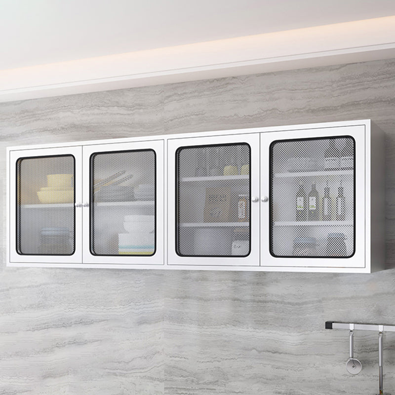 Contemporary Display Stand Stainless Steel Hutch Cabinet for Dining Room 71"L x 14"W x 24"H Mesh Clearhalo 'Display & China Cabinets' 'display_china_cabinets' 'furn' 'furn_display_china_cabinets' 'Furniture' 'Kitchen & Dining Furniture' 7478393