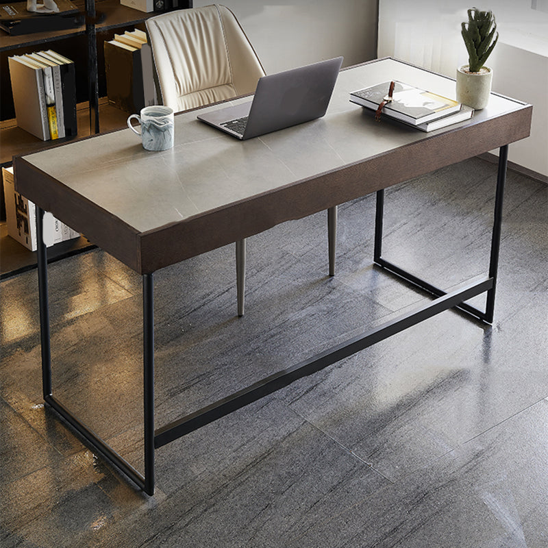 Forme rectangulaire Bureau contemporain Bureau en pierre Tâche de tâche avec 2 jambes en gris